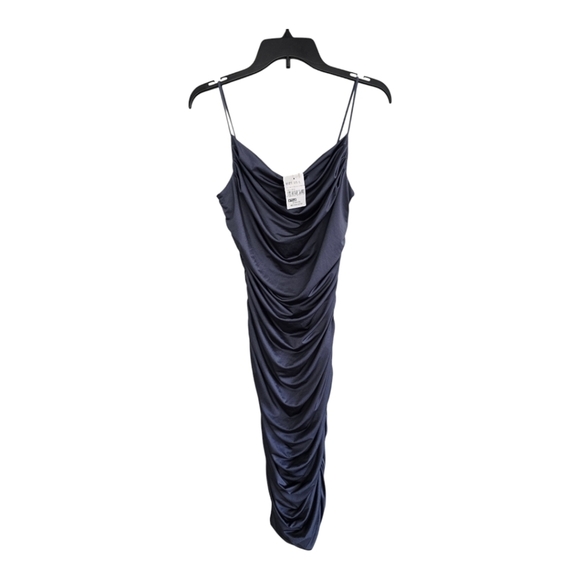 Quiz Dress Women Gray Sz 8 Sleeveless Bodycon Ruched Lightweight Midi New - Picture 1 of 14